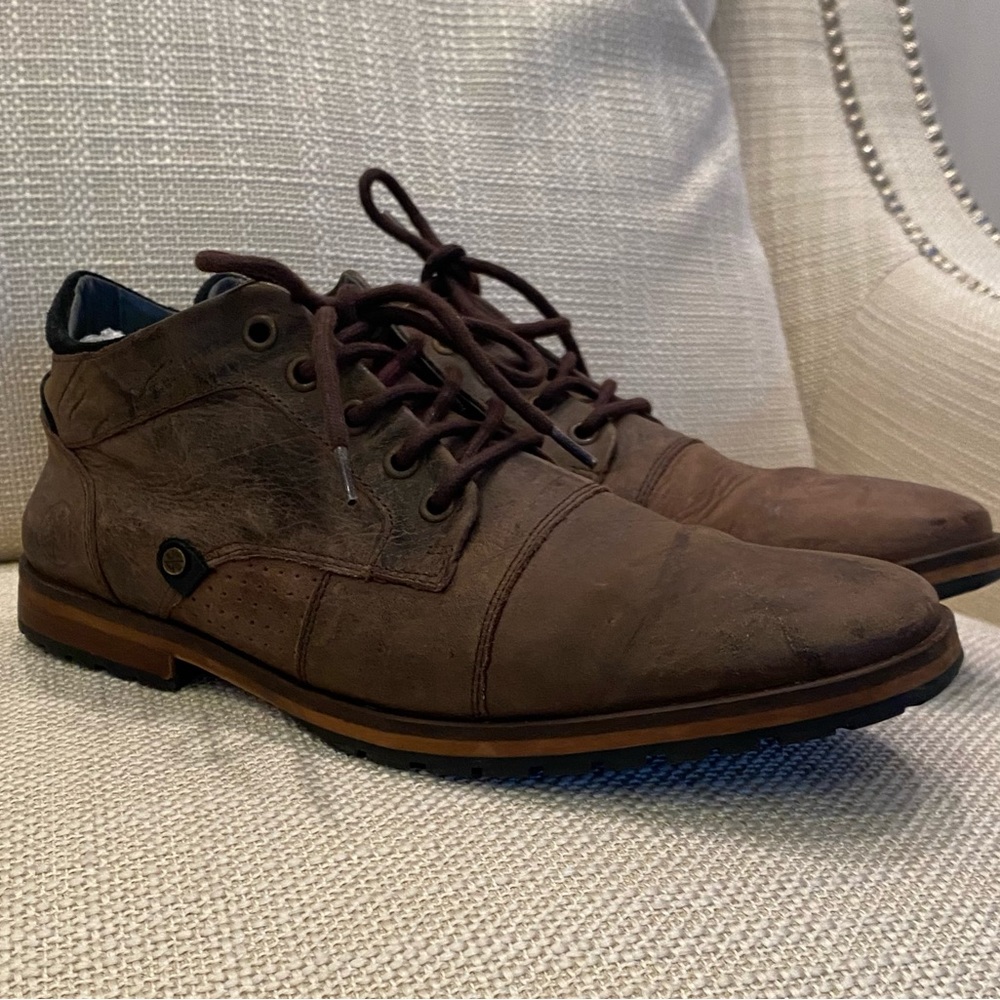 Bull Boxer Mens Brown Leather Distressed Tie Shoes /Size 8 / Caprysos